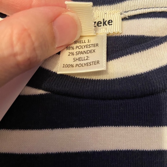 Sophia and Zeke NWT girls size 6 long sleeve dress- navy blue and white stripes - Picture 4 of 6